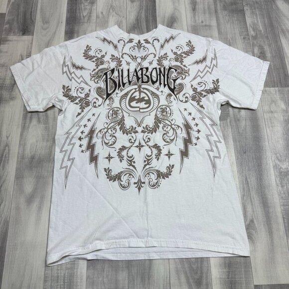 ✅Mens LARGE Billabong White Graphic T-Shirt 100% Cotton Grunge Skater Surf Y2K - Picture 1 of 7